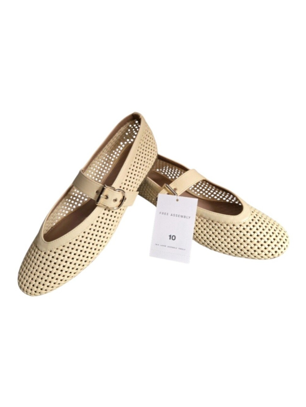 Free Assembly Women's Woven Mary Jane Flats in Yellow Beige, Size: 10 NIB!